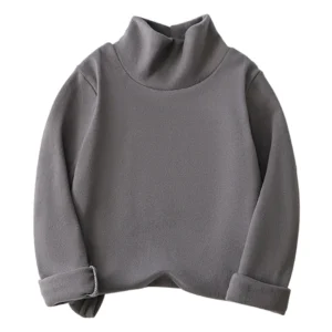 Autumn Winter Long Sleeve Children T-Shirt with Turtleneck Collar
