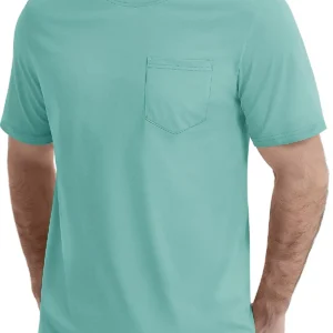 Cotton Crew Neck Shirt Men's Casual T-shirt with Chest Pocket
