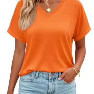 Women's Loose Fit T-Shirts UPF 50+ Short Sleeve V Neck Shirts