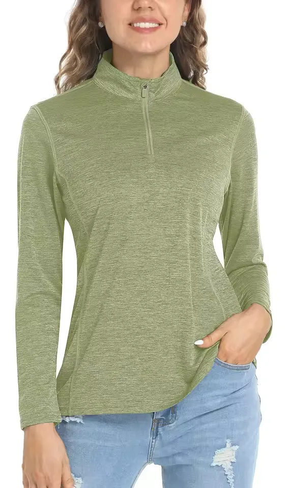 Summer UPF50+ 1/4 Zipper Collar Pullovers Womens Long Sleeve - Image 3
