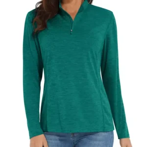 Summer UPF50+ 1/4 Zipper Collar Pullovers Womens Long Sleeve